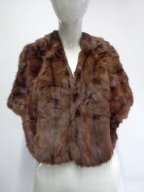 MINT BROWN SQUIRREL FUR STOLE WRAP SCARF WOMEN WOMAN SIZE 14" X 52"
